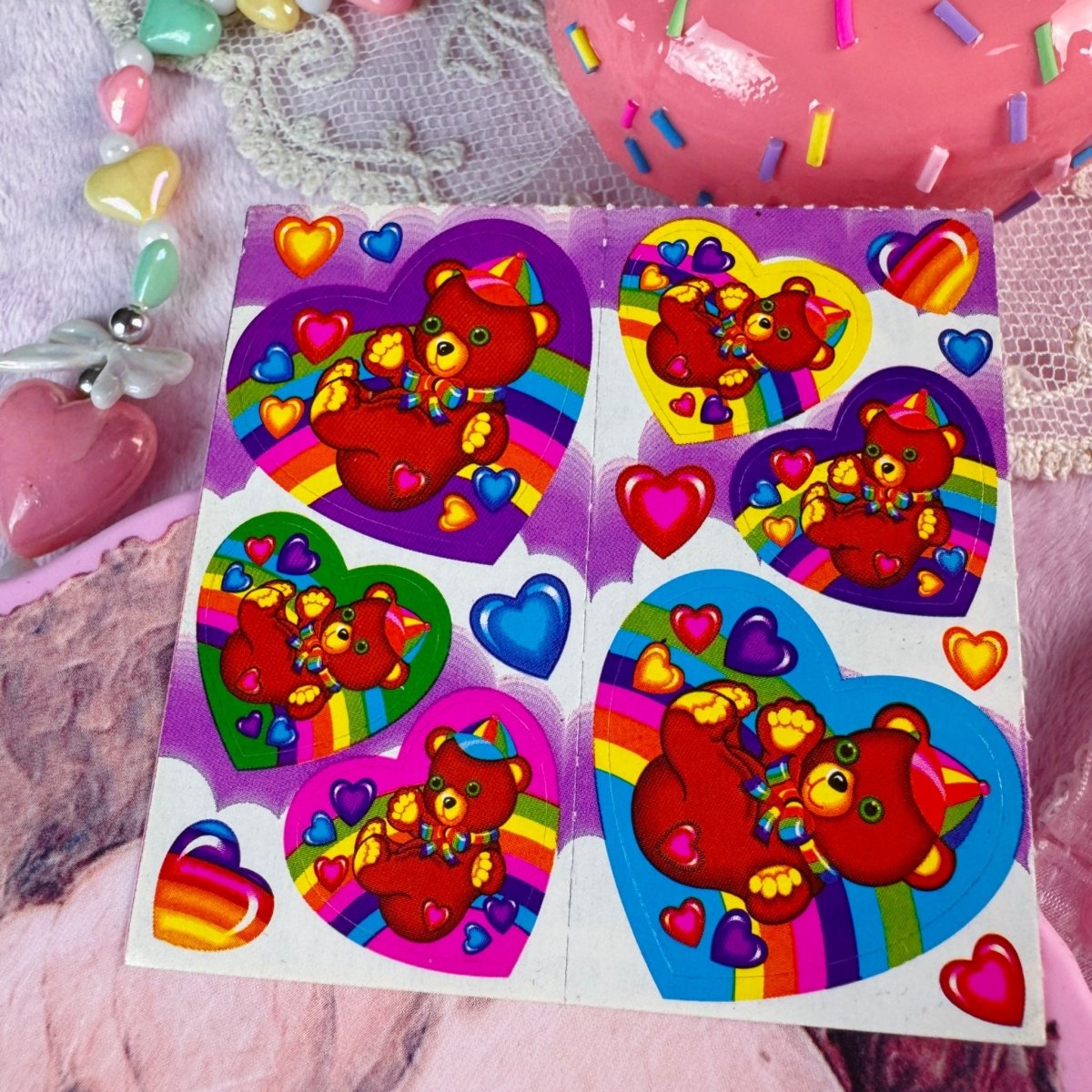 Lisa Frank 1980s 90s Rainbow Teddy Bear Vintage Stationery - Paper Goods - ThrowbackBuys - Starbunnyvintage