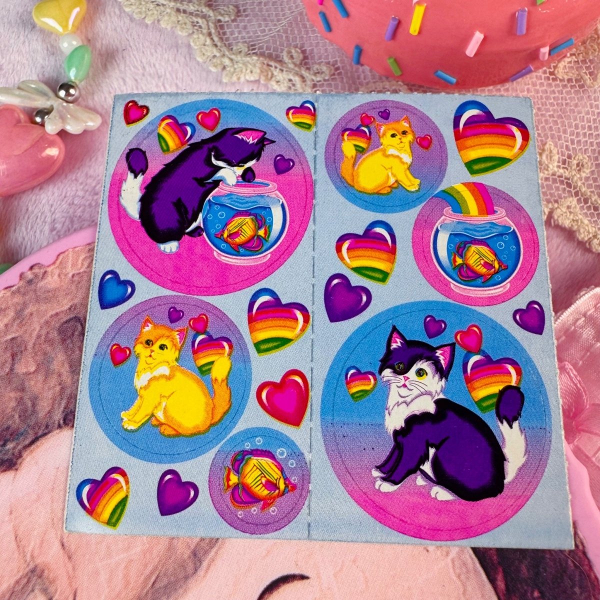 Lisa Frank Cats and Kittens Sticker Sheet – Vintage 90s Stationery - Paper Goods - ThrowbackBuys - Starbunnyvintage