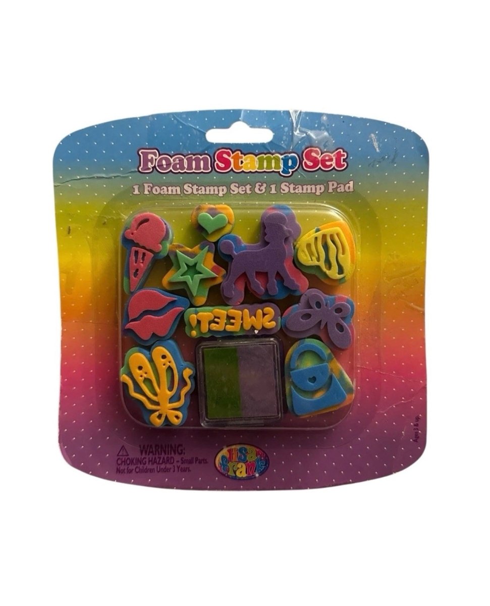 LISA FRANK FOAM STAMP SET INK PAD NEW IN PACKAGE Butterfly DOG LIPS HEART Dance - Paper Goods - ThrowbackBuys - Abunnysvintageco
