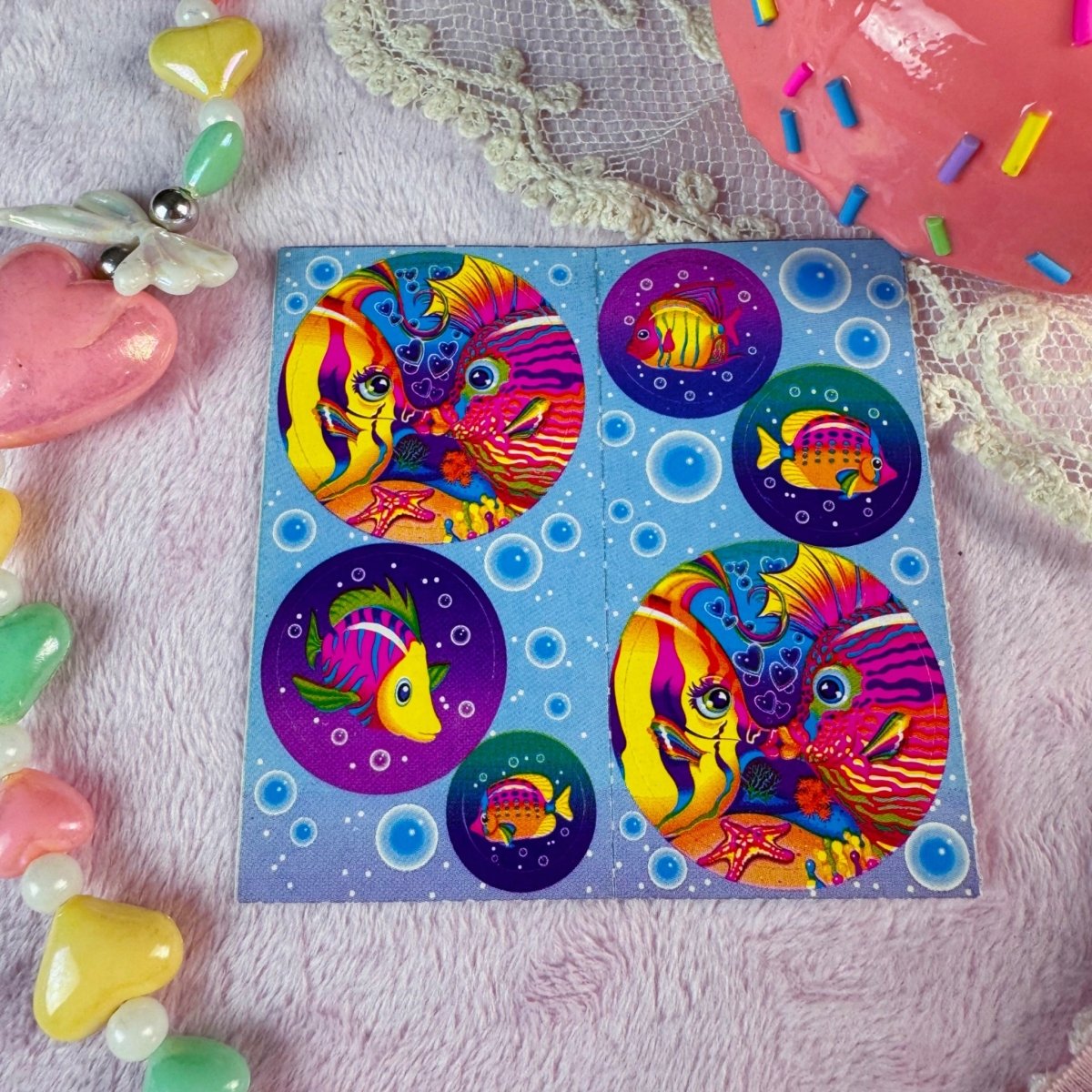 Lisa Frank Rainbow Fish Sticker Sheet – Vintage 90s Stationery - Paper Goods - ThrowbackBuys - Starbunnyvintage