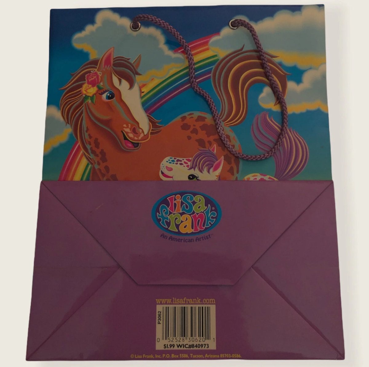 Lisa Frank Vintage Gift Bag Rainbow Chaser & Lolipop With Handle Card TAGS - Paper Goods - ThrowbackBuys - Abunnysvintageco