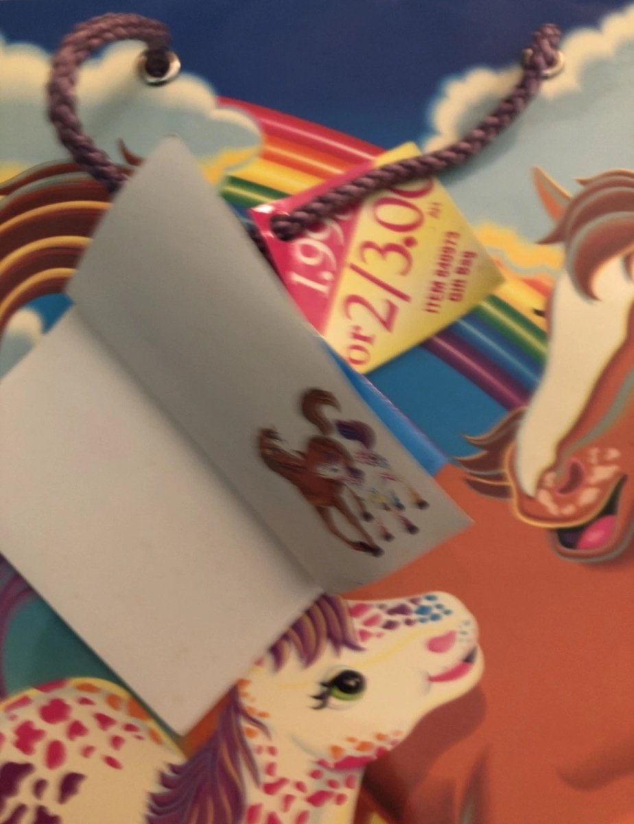 Lisa Frank Vintage Gift Bag Rainbow Chaser & Lolipop With Handle Card TAGS - Paper Goods - ThrowbackBuys - Abunnysvintageco