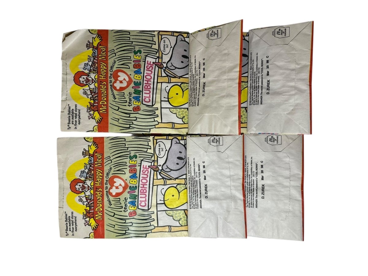 Lot of Vintage 1998 - 1999 McDonald's Happy Meal Bags TY Teenie Beanie Babies - ThrowbackBuys - Abunnysvintageco