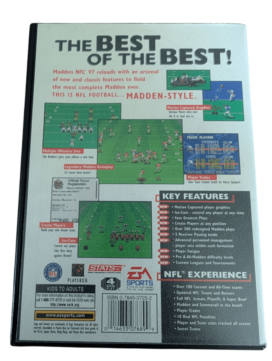 Madden '97 - COMPLETE IN BOX (CIB) (1996) - Sega Genesis - Tested/Works - Video Games - ThrowbackBuys - Slaqr Retro Gaming & Collectibles