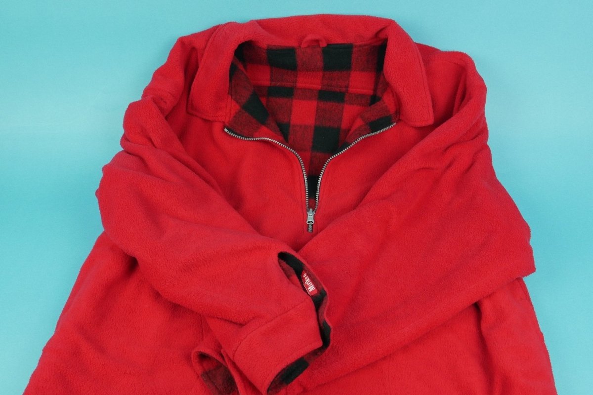 Marlboro Reversible Fleece Plaid Jacket - Jackets - ThrowbackBuys - Shiznit
