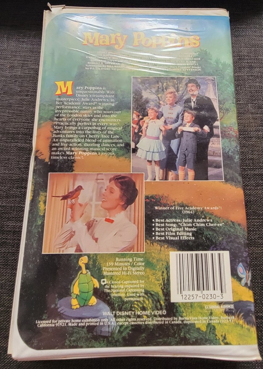 Mary Poppins VHS Tape Damaged Clamshell - VHS - ThrowbackBuys - Amanda's Awesome Finds