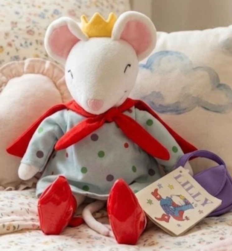 MerryMakers Lilly Mouse Plush Doll 1996 Red Cape Purple Purse With Tags - Plushies - ThrowbackBuys -Just_in_collections