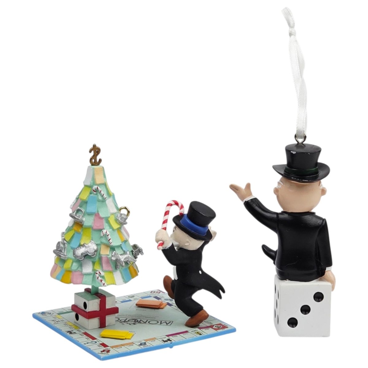Monopoly Christmas Ornaments Set of 2 - Mr. Monopoly & Merry Monopoly - Ornaments - ThrowbackBuys - A N E 1 Stop Shop