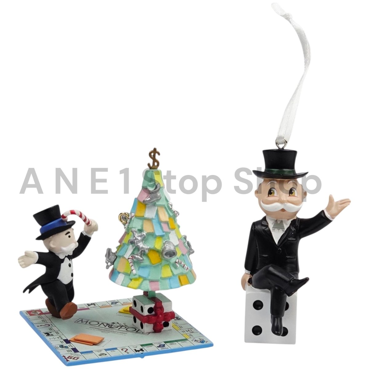 Monopoly Christmas Ornaments Set of 2 - Mr. Monopoly & Merry Monopoly - Ornaments - ThrowbackBuys - A N E 1 Stop Shop