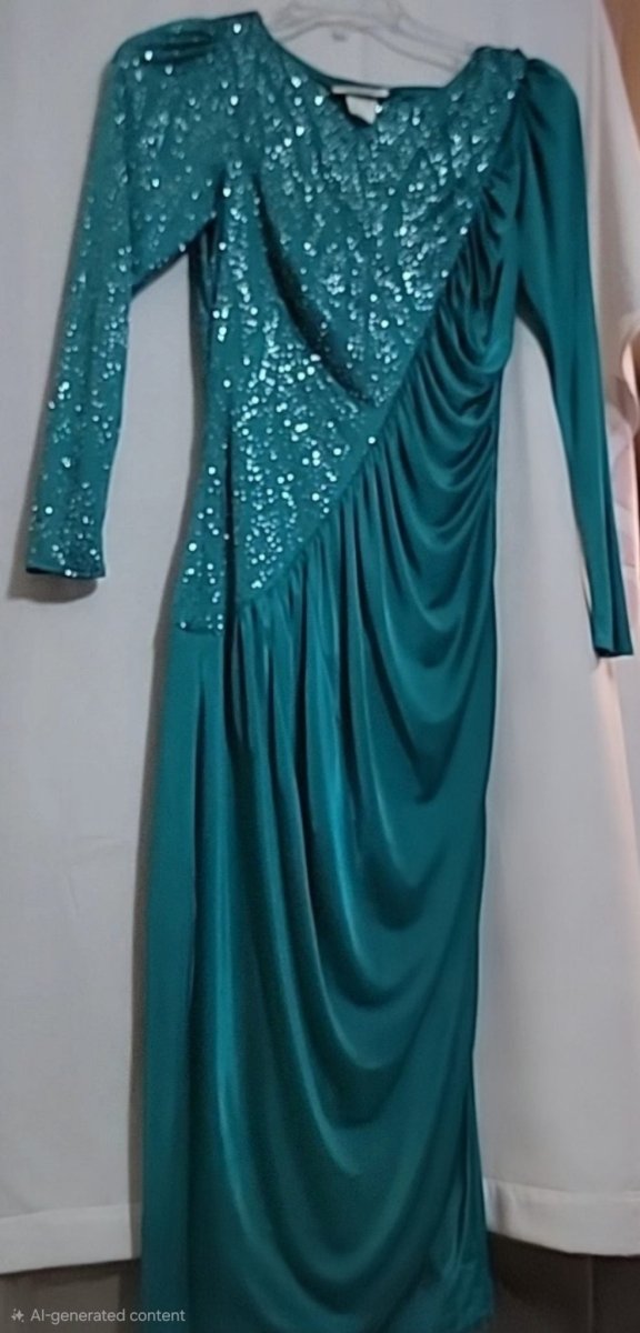 New Leaf by Samir Vintage Party Prom Formal Dress Size 11/12 Padded Shoulders - Dresses - ThrowbackBuys -Amanda's Awesome Finds