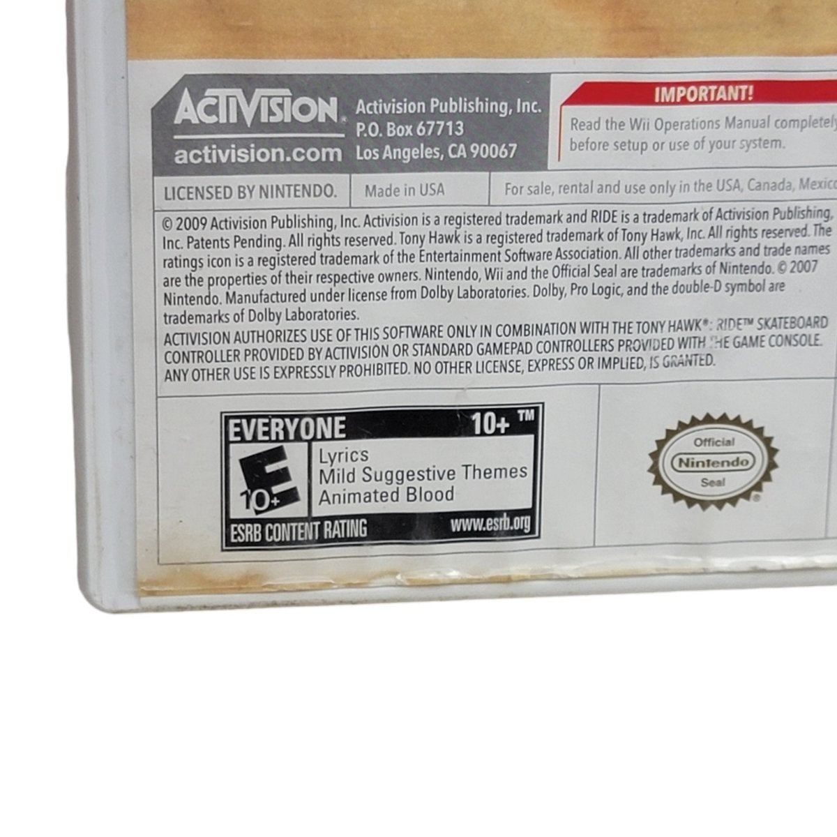 Nintendo Wii Tony Hawk Shred Big Air & Tony Hawk Ride - Video Games - ThrowbackBuys - A N E 1 Stop Shop