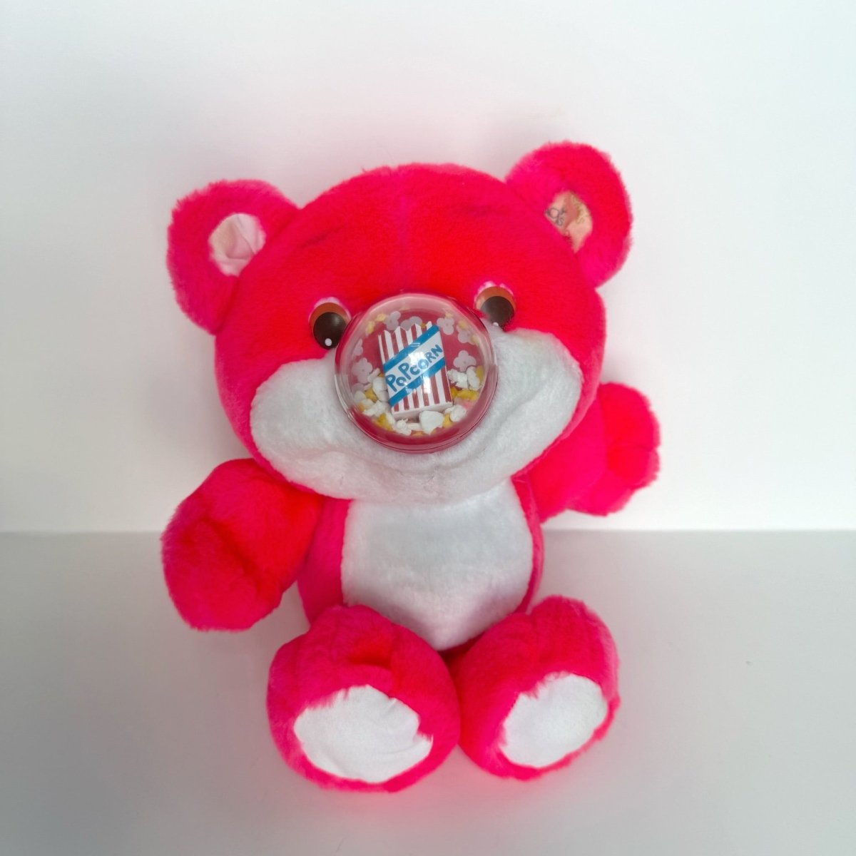 Nosy Bear 1987 Plush Playskool Popcorn Neon Pink - Plushies - ThrowbackBuys -NostalgicEpisodes