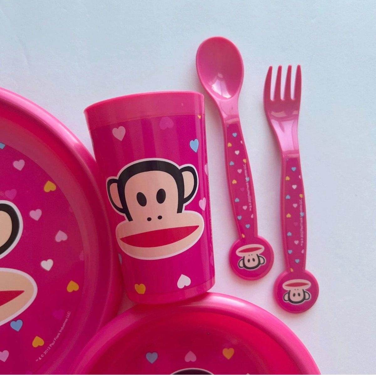 Paul Frank 5 Piece Set Plate Bowl Cup 2012 Monkey Cutlery NEW - Collectible Cups - ThrowbackBuys - Nostalgicepisodes
