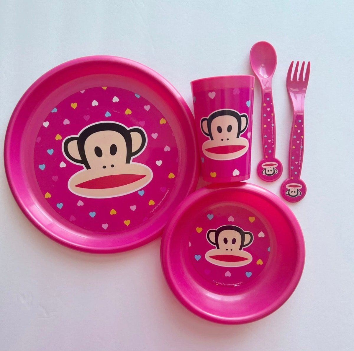 Paul Frank 5 Piece Set Plate Bowl Cup 2012 Monkey Cutlery NEW - Collectible Cups - ThrowbackBuys - Nostalgicepisodes