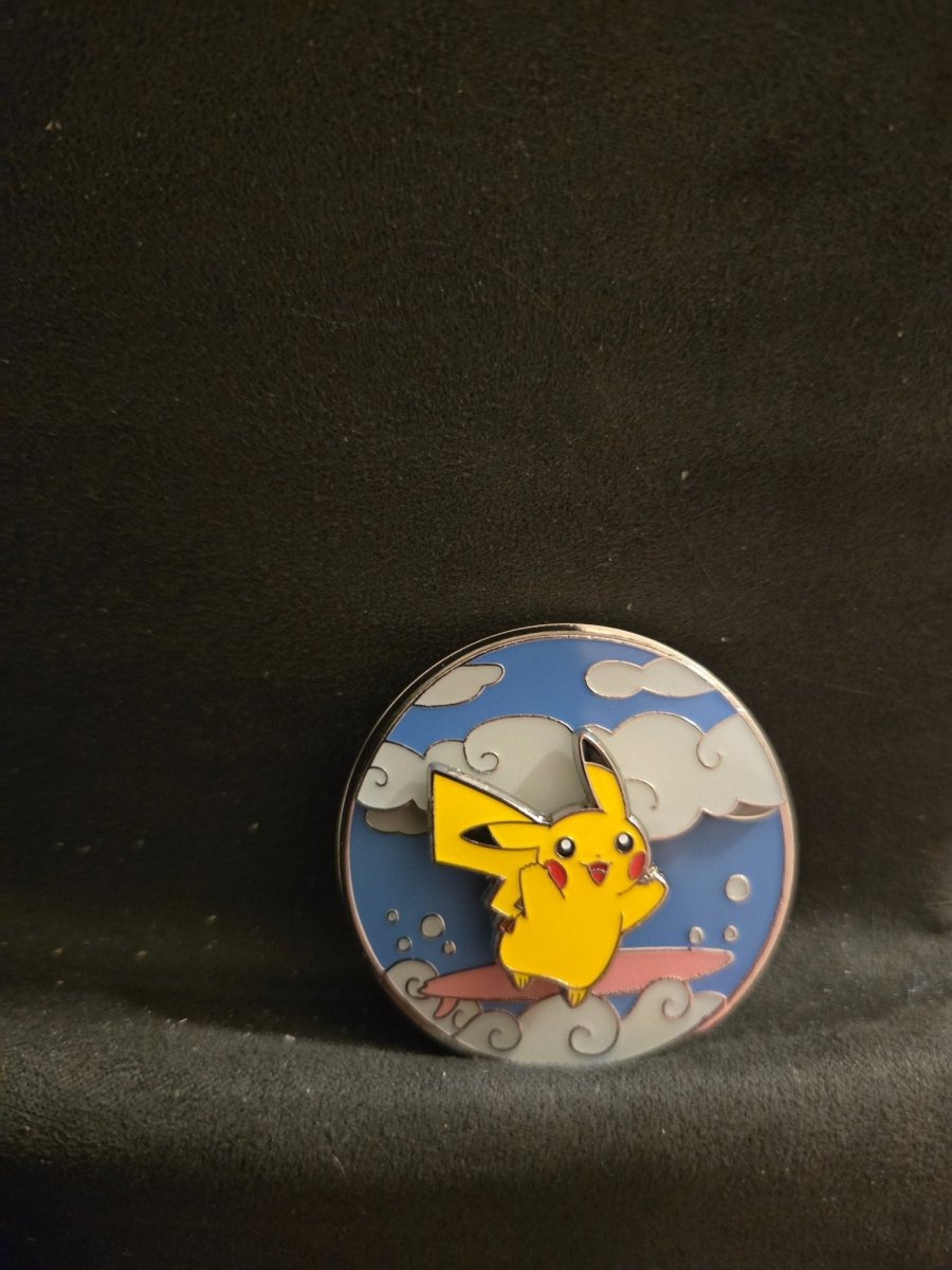 Pokemon Celebrations 25th Anniversary Flying & Surfing Pikachu Pin - Pins - ThrowbackBuys - Amanda's Awesome Finds