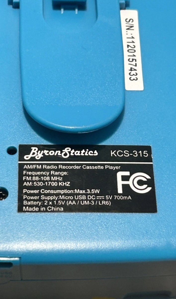 Portable Byron Statics Walkman AM/FM Radio Recorder Cassette Player KCS - 315 Blue - AM/FM Radio - ThrowbackBuys - Raybar121