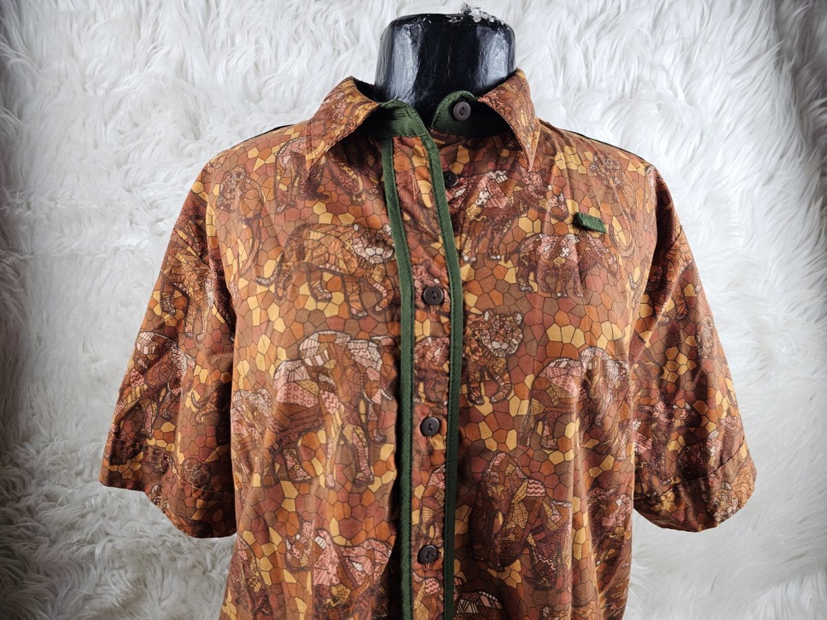Rare Disney Cast Member Animal Kingdom All Over Safari Print Uniform Shirt XL - Shirts - ThrowbackBuys - The Thrifty Gypsyy Shop