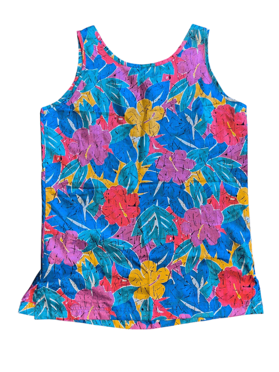 Retro Floral Tank Top - Tank Tops - ThrowbackBuys - Shiznit