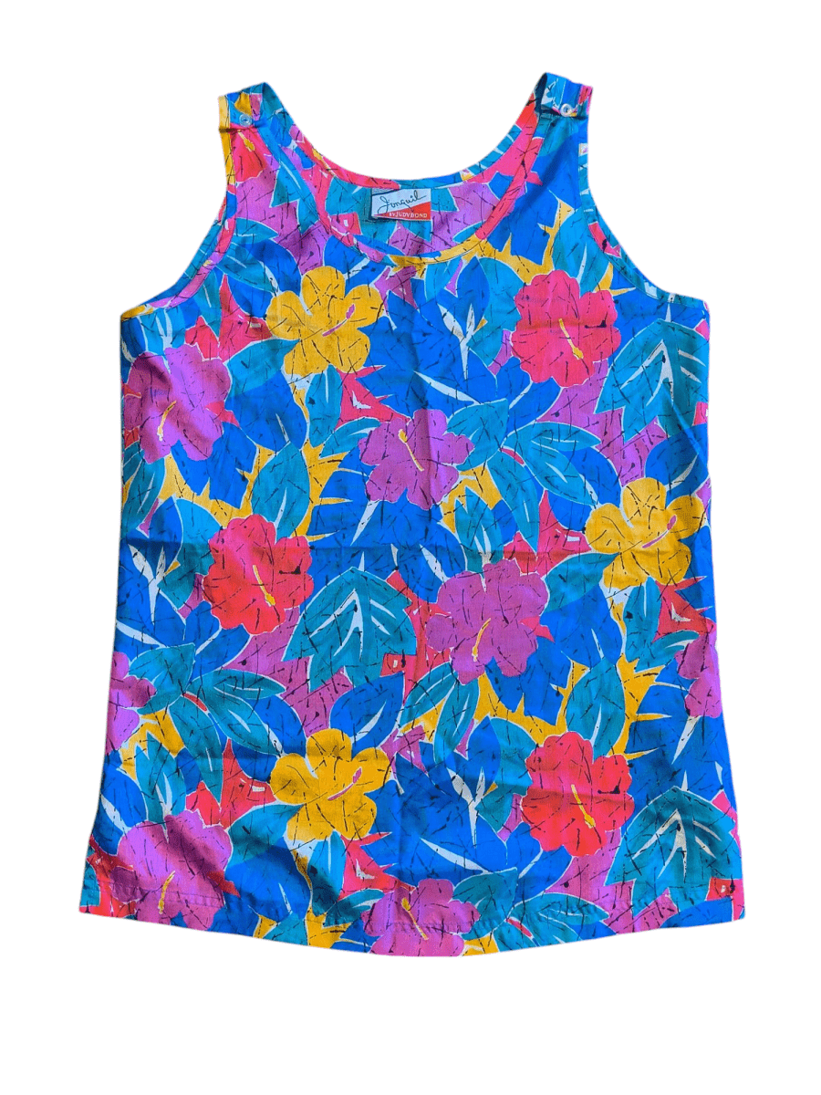 Retro Floral Tank Top - Tank Tops - ThrowbackBuys - Shiznit