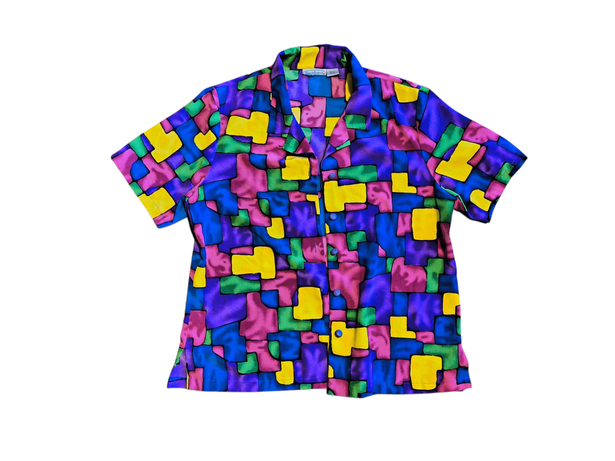 Retro Patchington Blocks Button - Up - T-Shirts - ThrowbackBuys - Shiznit