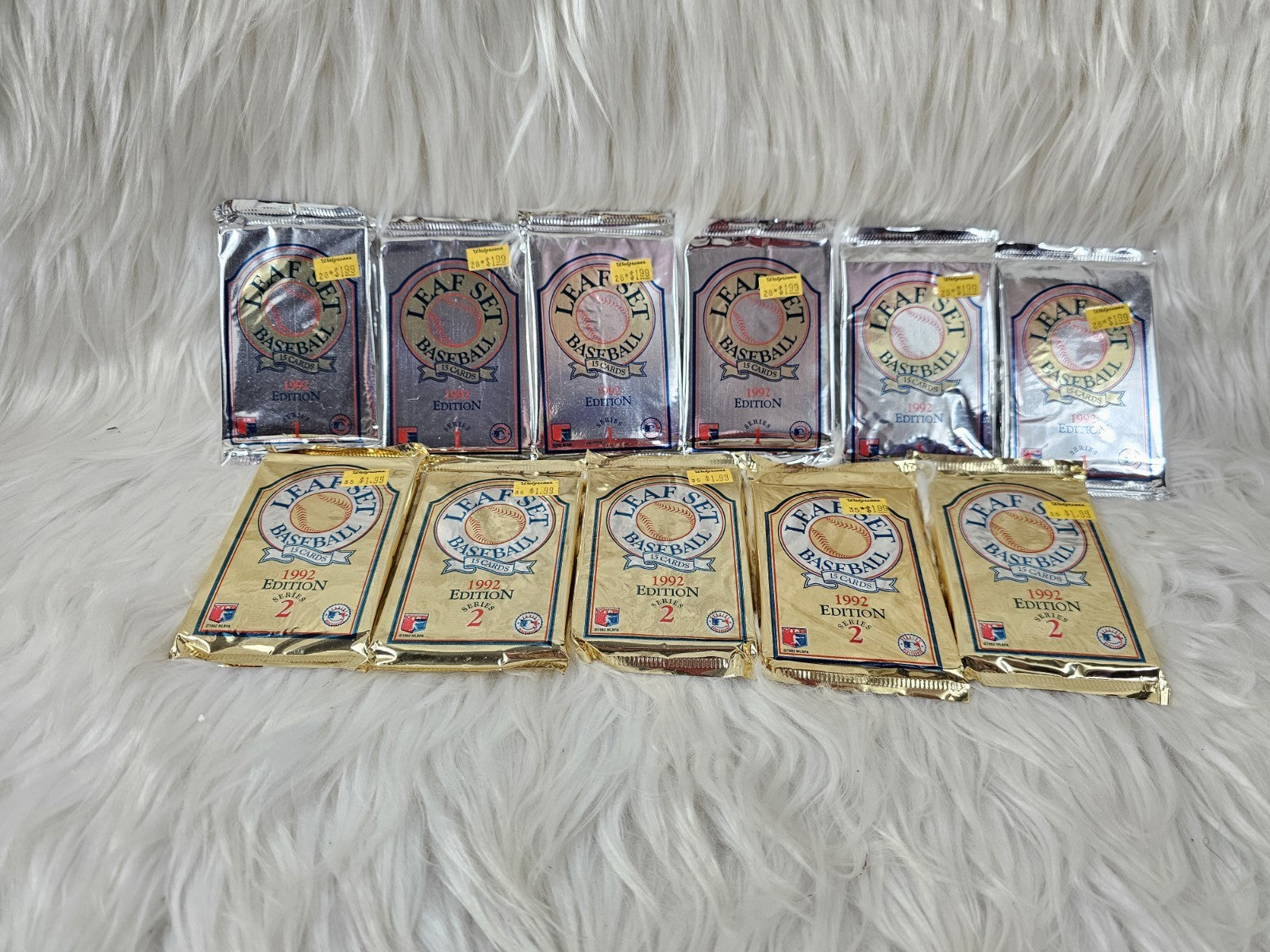 1992 - 11 Packs New Unopen  THE LEAF GOLD EDITION BASEBALL CARDS SERIES 1 & 2