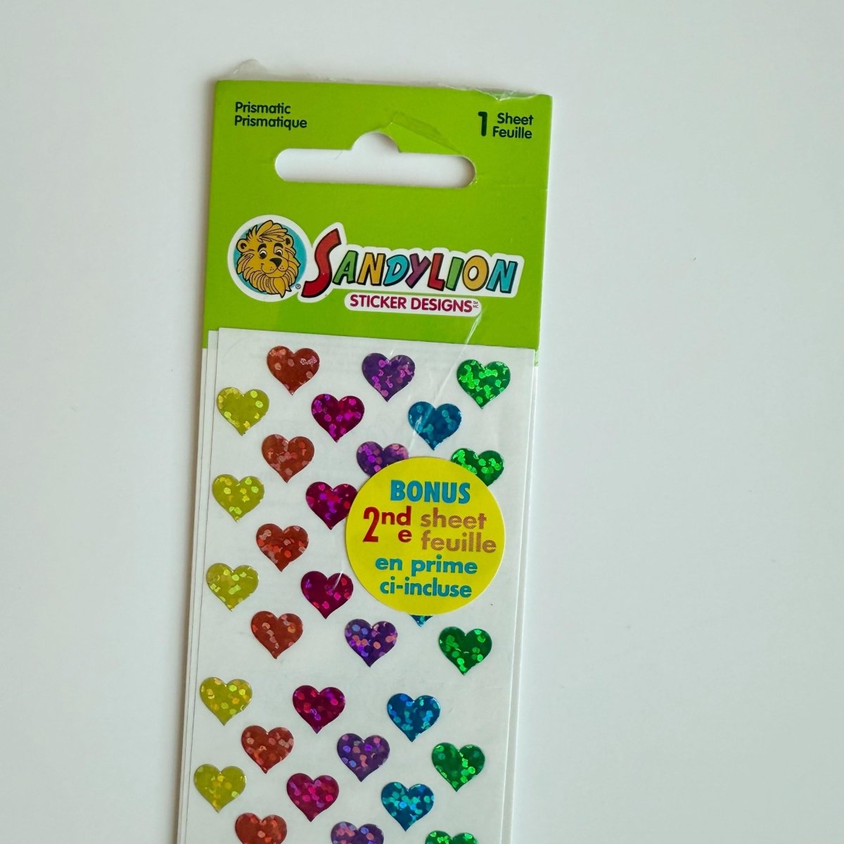 Sandylion Stickers Sheet Prismatic Hearts Bonus 2nd Sheet Sealed - Stickers - ThrowbackBuys - NostalgicEpisodes