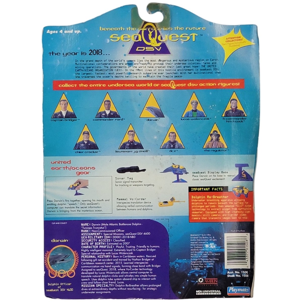 Sea Quest DSV Darwin UEO Dolphin Figure - Playmates 1994 - Action Figures & Collectibles - ThrowbackBuys - A N E 1 Stop Shop