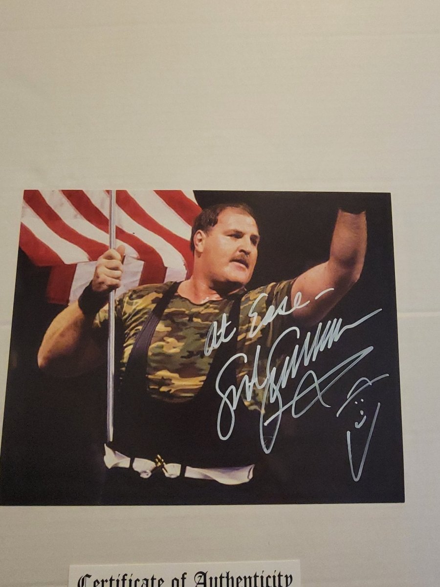 Sgt. Slaughter Autographed American Flag Photo with COA - Paper Goods - ThrowbackBuys - Amanda's Awesome Finds