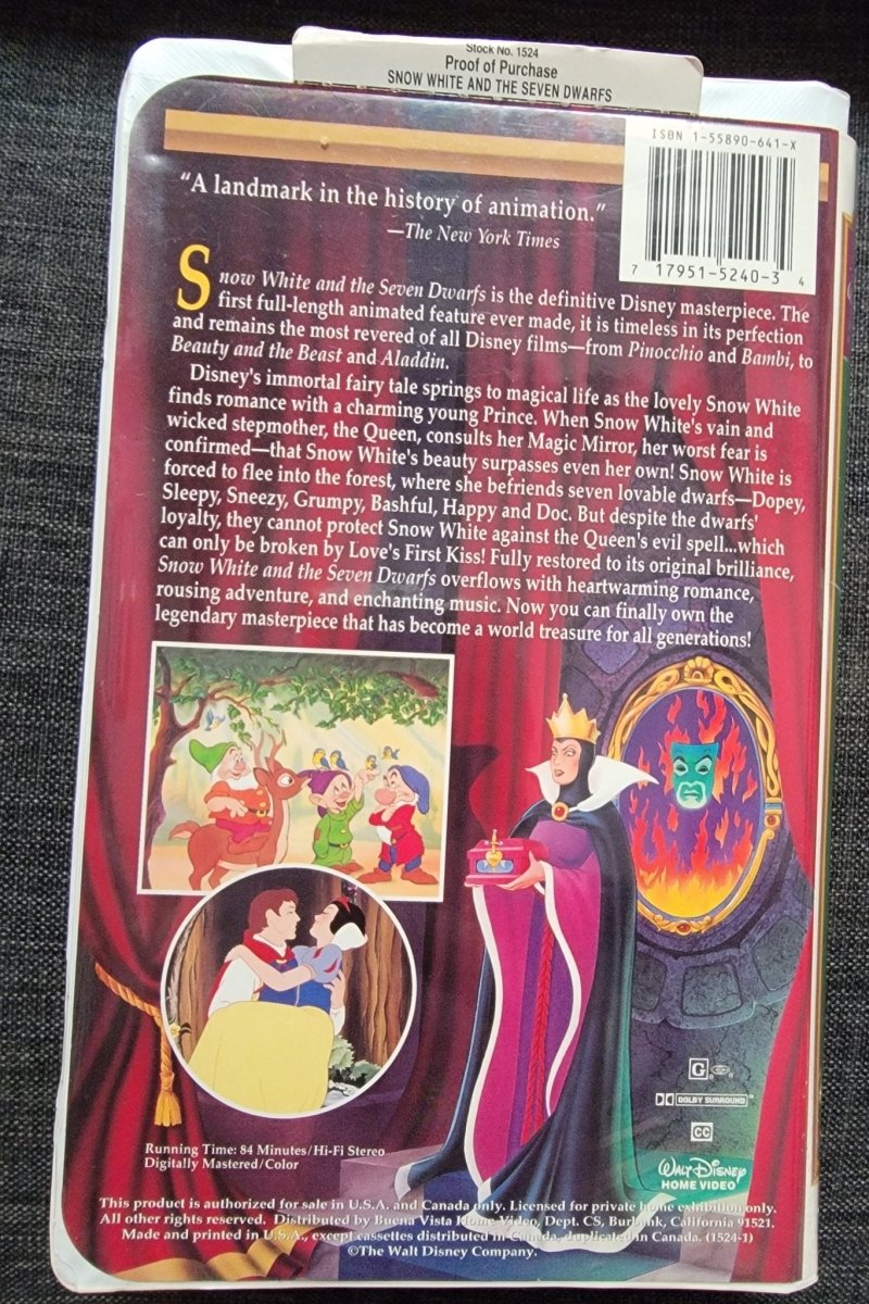 Snow White and the Seven Dwarfs VHS Tape Clamshell - VHS - ThrowbackBuys - Amanda's Awesome Finds