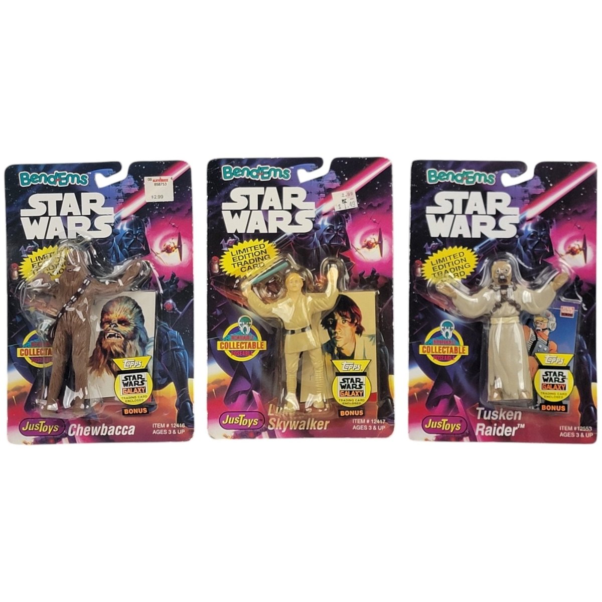 Star Wars Bend - Ems Chewbacca, Luke Skywalker & Tusken Raider - Lucasfilm 1993 - Action Figures & Collectibles - ThrowbackBuys - A N E 1 Stop Shop