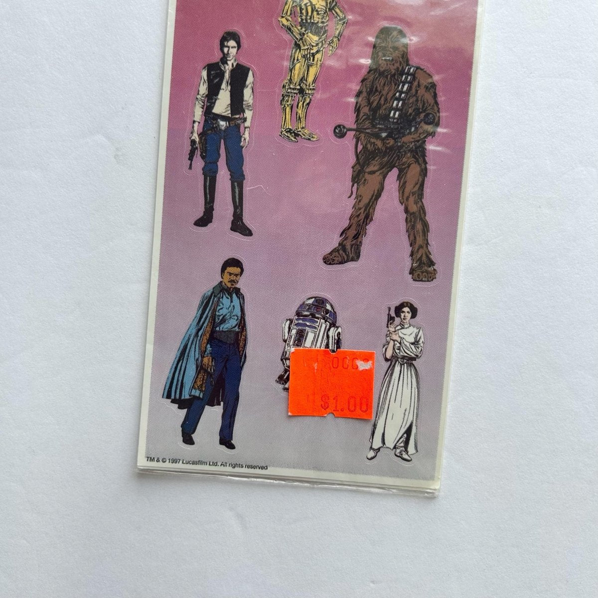 Star Wars Sticker Sheet 1997 Merlin Yoda Chewbaca Luke Skywalker - Stickers - ThrowbackBuys - NostalgicEpisodes