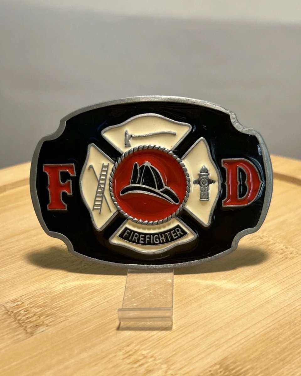 Style Enamel Fire Hero Firefighter FD Belt Buckle Vintage - Accessories - ThrowbackBuys - Raybar121