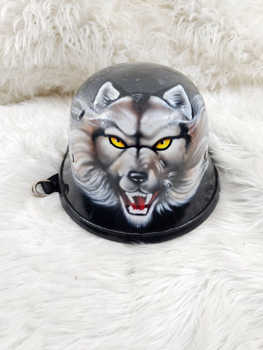 Super Cool Vintage Novelty Motorcycle Black Helmet Wolf - Action Figures & Collectibles - ThrowbackBuys - The Thrifty Gypsyy Shop