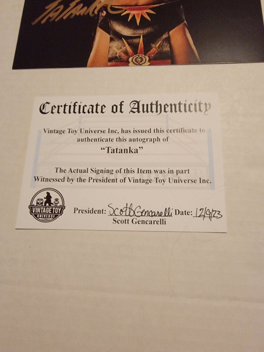 Tatanka Headdress Autographed Photo with COA - Paper Goods - ThrowbackBuys - Amanda's Awesome Finds