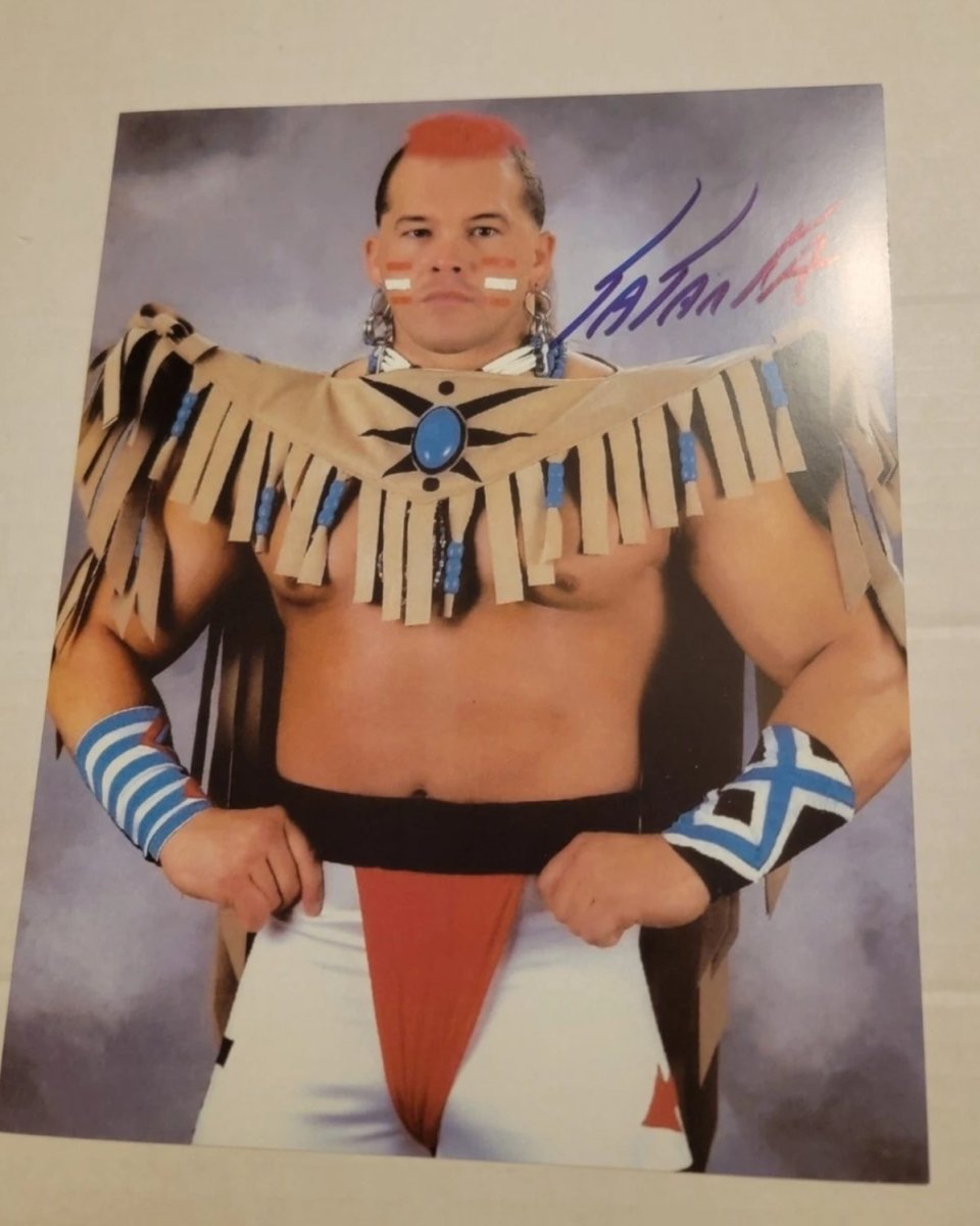 Tatanka Red Hair Autographed Photo With COA - Sports Memorabilia - ThrowbackBuys -Amanda's Awesome Finds