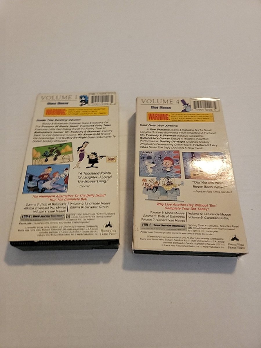 The Adventures of Rocky and Bullwinkle Mona Moose and Blue Moose VHS Tapes - VHS - ThrowbackBuys - Amanda's Awesome Finds