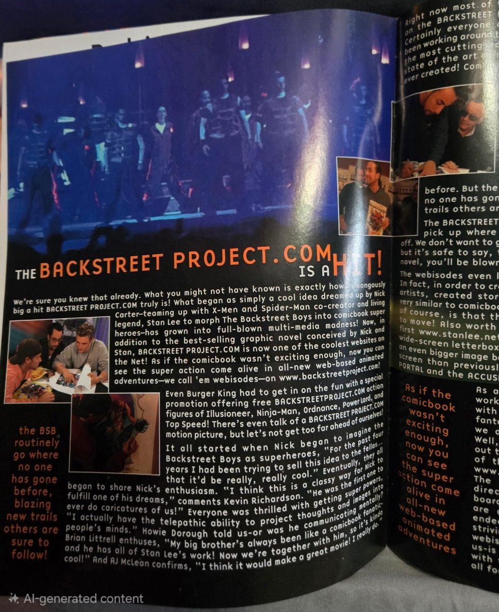 The Backstreet Project Premiere Collectors Edition # 1 Comic Book Stan Lee - Comics - ThrowbackBuys -Amanda's Awesome Finds