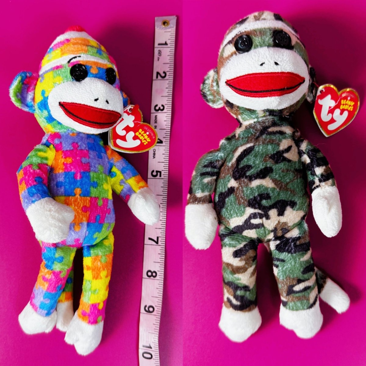 Ty Beanie Babies - Sock Monkey Lot of 2 - Plushies - ThrowbackBuys -Starbunnyvintage
