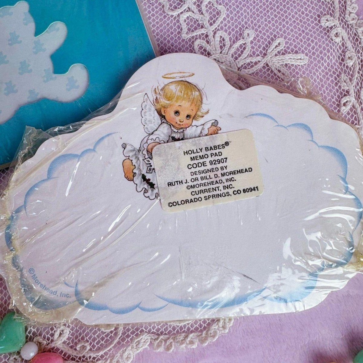 Vintage 1980s Angel Stationery set and Teddy Bear Sticky Notes - ThrowbackBuys - Starbunnyvintage