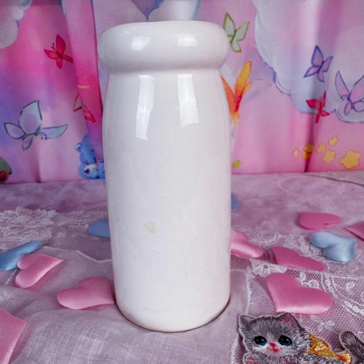 Vintage 1980s Milk Bottle - Glass Vase - Decor - ThrowbackBuys -Starbunnyvintage
