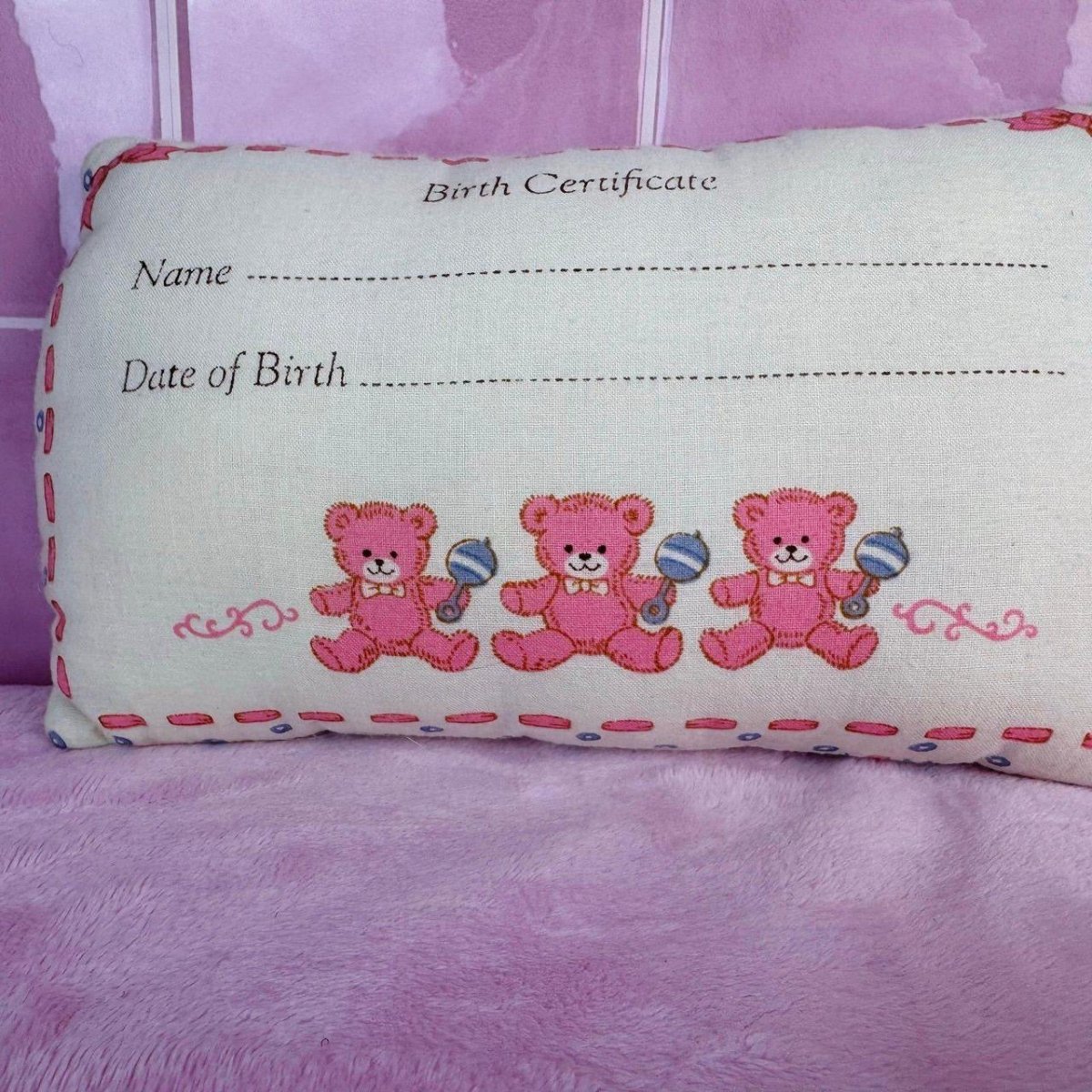 Vintage 1980s Teddy Bear Nursery Pillow - Dollhouse - ThrowbackBuys -Starbunnyvintage