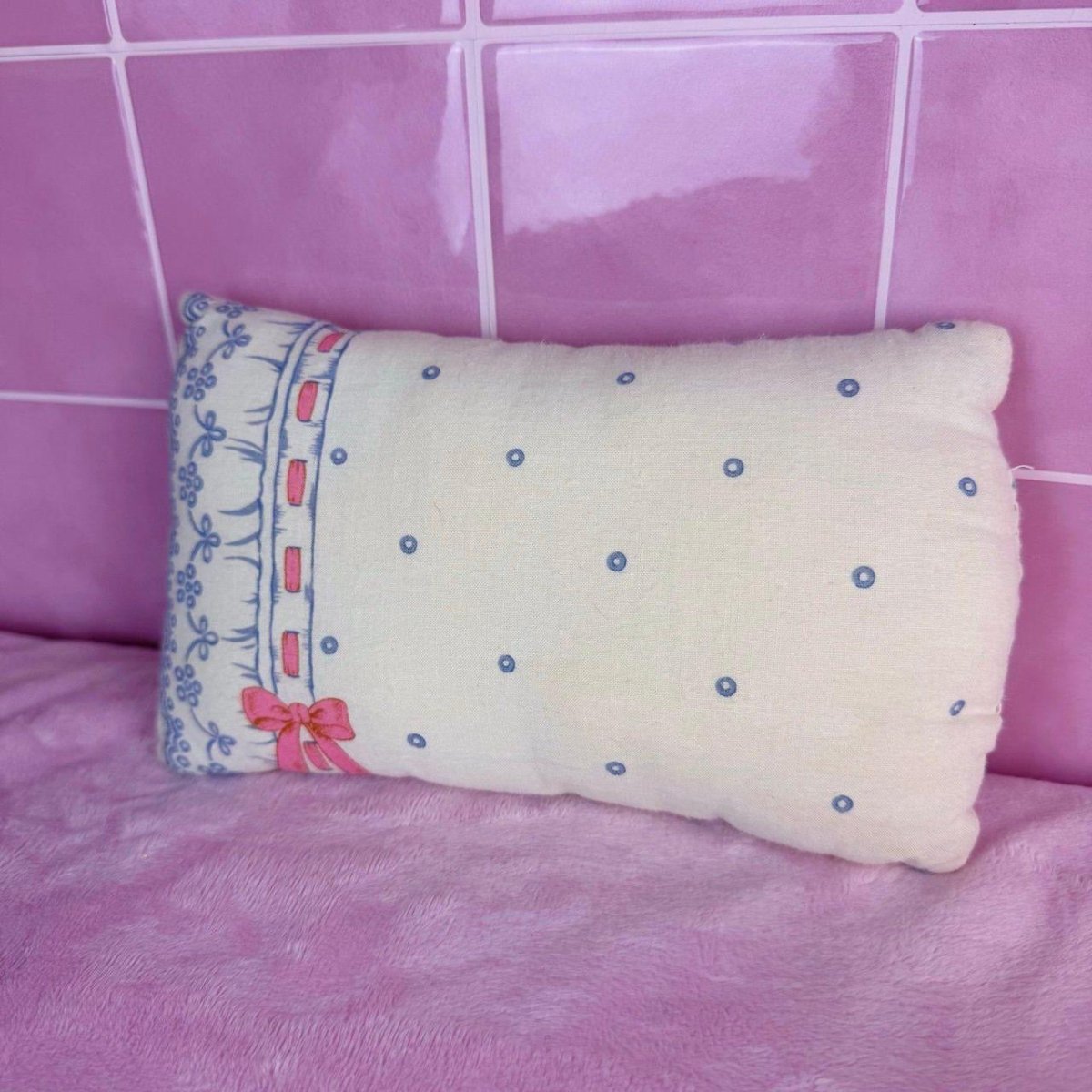 Vintage 1980s Teddy Bear Nursery Pillow - Dollhouse - ThrowbackBuys -Starbunnyvintage