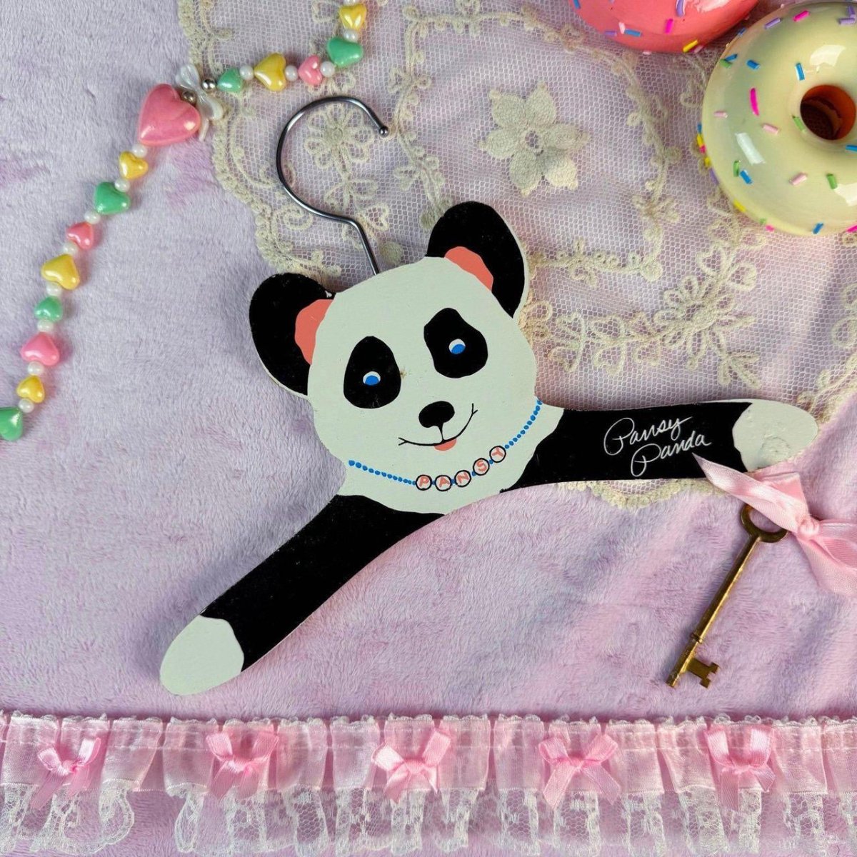 Vintage 1983 Pansy Panda Wooden Hanger for Clothing - Outfit Sets - ThrowbackBuys - Starbunnyvintage