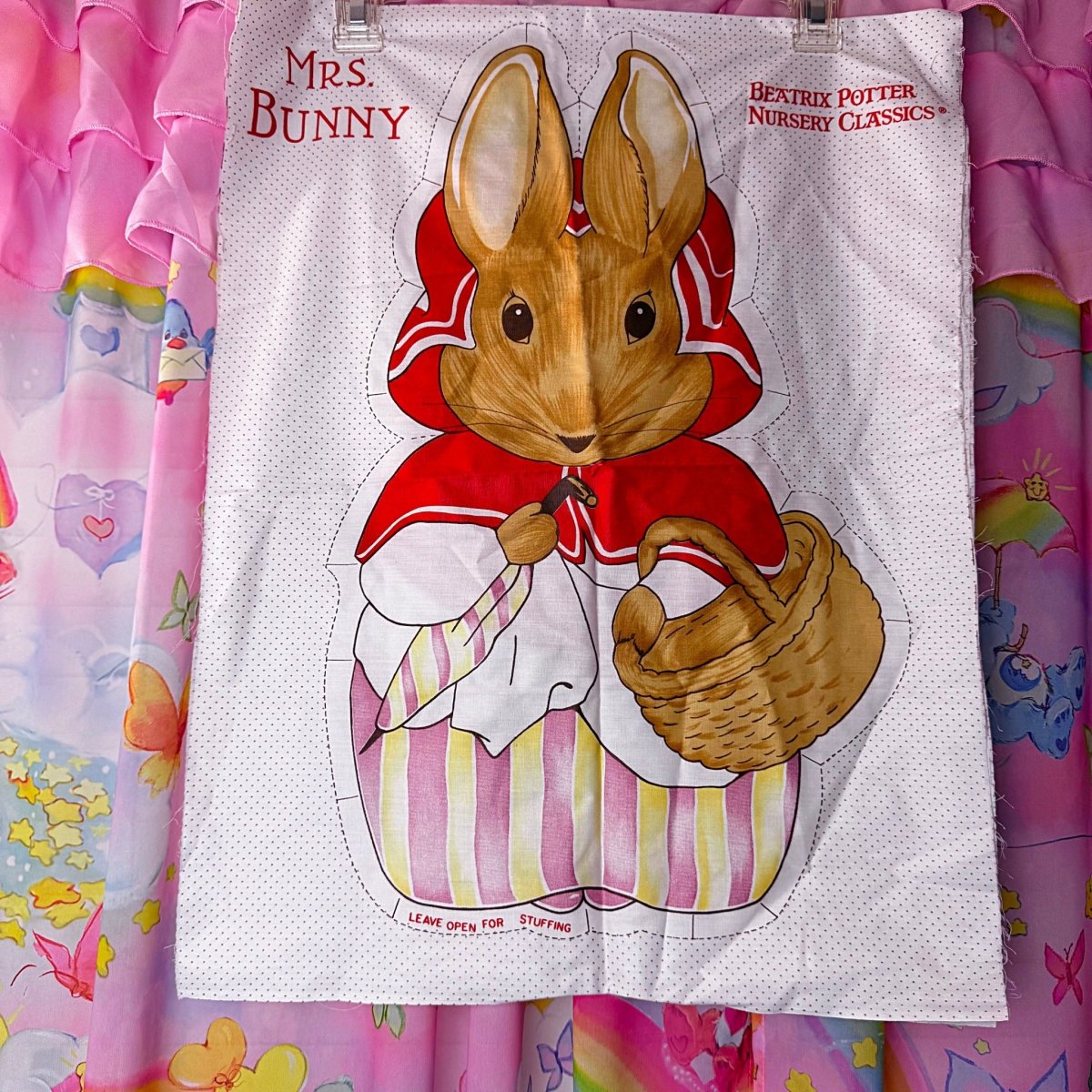 Vintage 1985 Beatrix Potter Fabric - Mrs Bunny Cut and Sew Panel