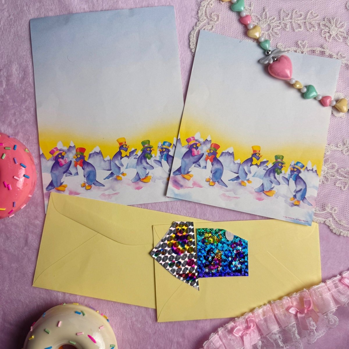 Vintage 1988 Lisa Frank Penguin Stationery Lot - Paper Goods - ThrowbackBuys - Starbunnyvintage
