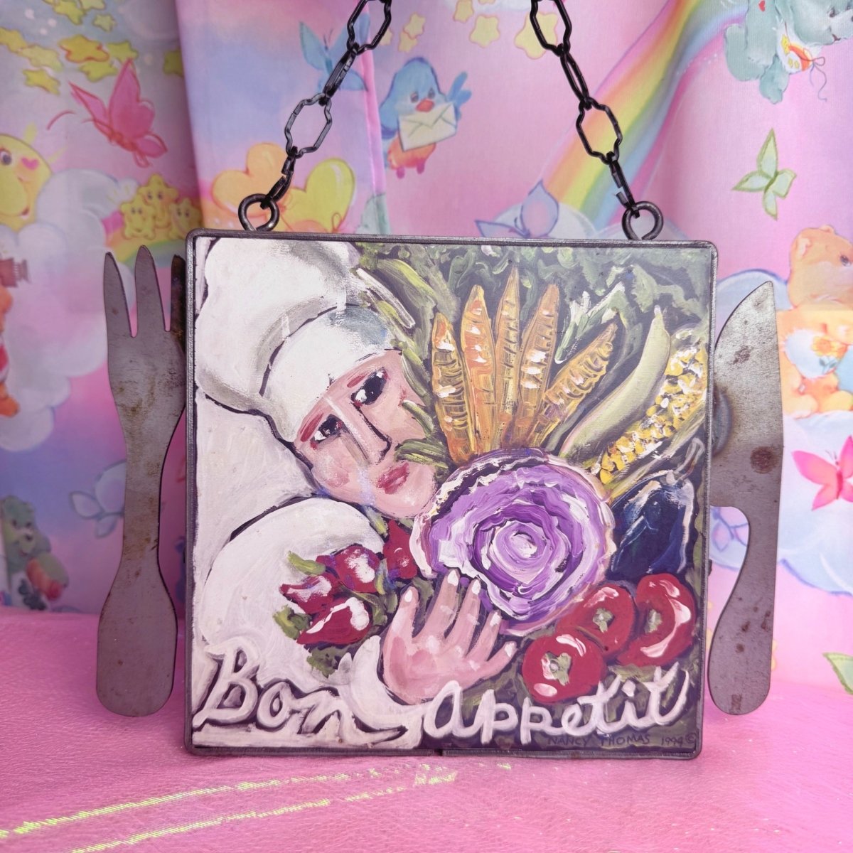 Vintage 1994 Nancy Thomas Bon Appetit Wall Plaque - Decor - ThrowbackBuys - Starbunnyvintage