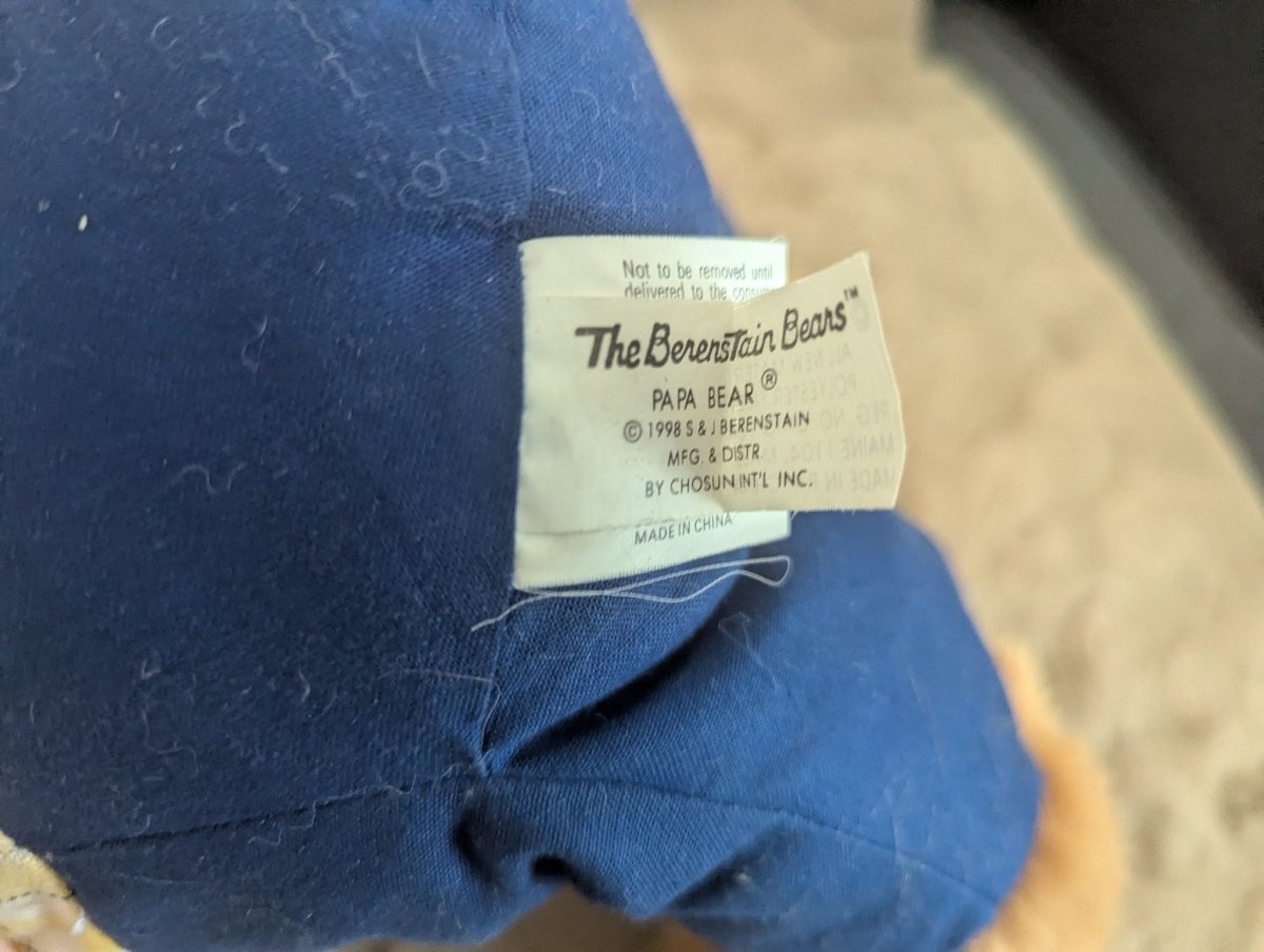 Vintage 1998 Chosun Papa Bear 18" Plush – Classic Berenstain Bears Nostalgia - Plushies - ThrowbackBuys - Kaykaystoybin