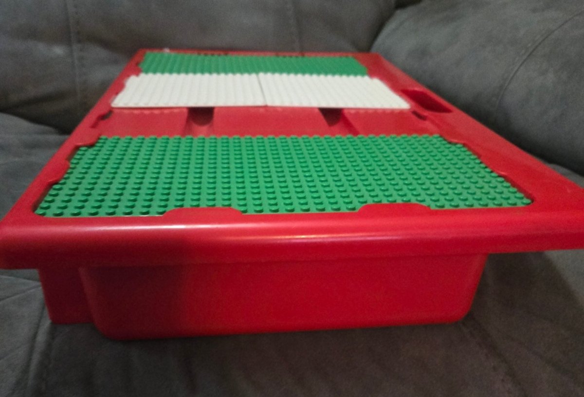 Vintage 1998 Lego Red Lap Table Carrying Case With Base Plates And Legos - Building Blocks - ThrowbackBuys -Amanda's Awesome Finds