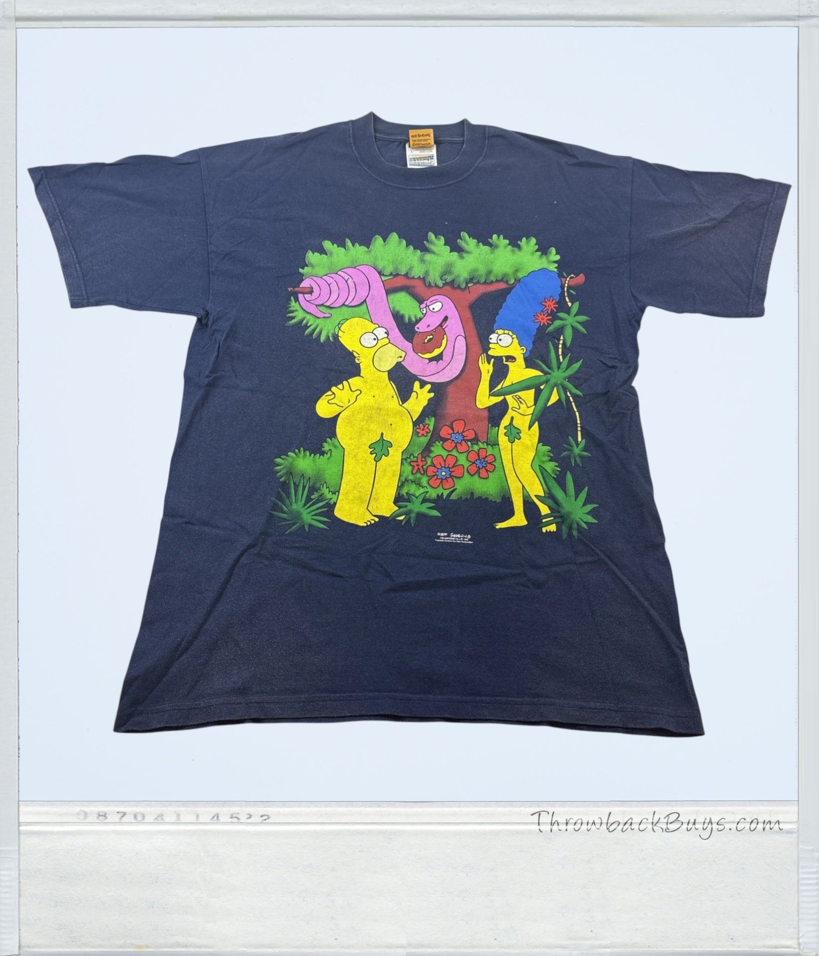 1999 – The Simpsons Homer & Marge “Adam & Eve” Parody T-Shirt, Size L – RARE