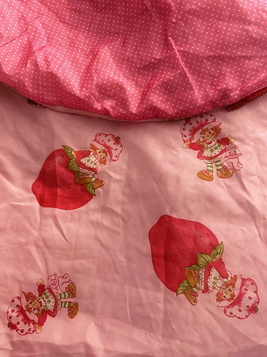 Vintage 2004 Strawberry Shortcake - Y2K Sleeping Bag Pink Fabric - Arts & Crafts - ThrowbackBuys - Starbunnyvintage